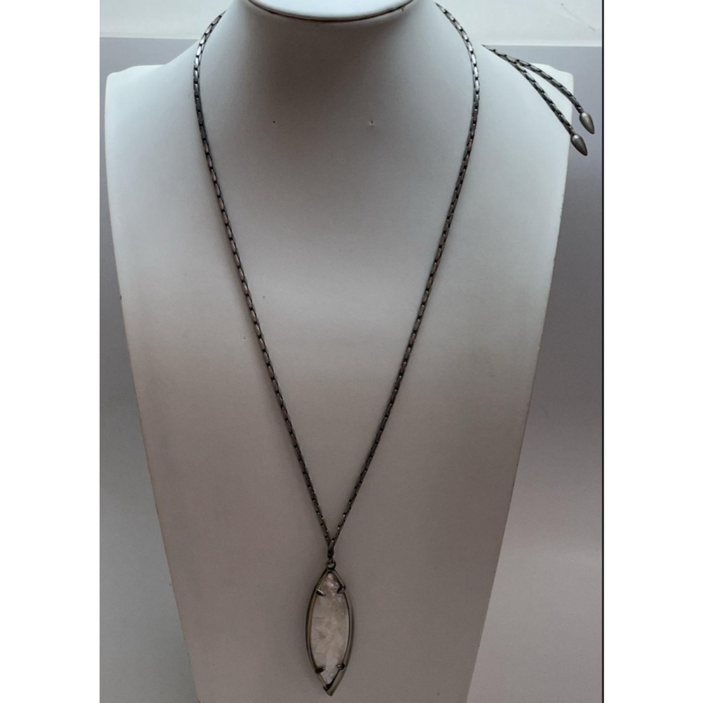 Kendra Scott Milla Mother Of Pearl Silver Tone Necklace 1813 - Picture 5 of 7